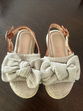 Clae Neutral Linen Bow Espadrille Sling backs Giglio D’oro